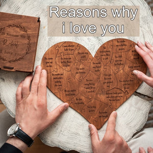 Romantic Wooden Heart Puzzle with Engraved Love Notes – Iconiqu Amsterdam