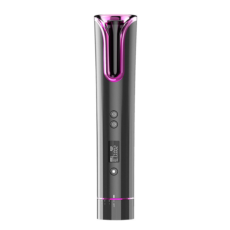 LuxeWave cordless ceramic hair curler with auto-rotating barrel and USB charging