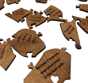 Romantic Wooden Heart Puzzle with Engraved Love Notes